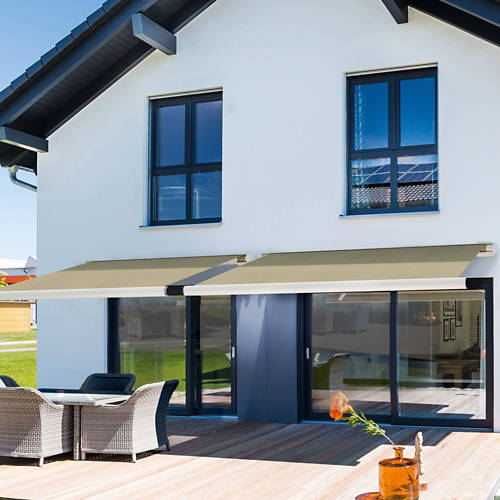 Lifestyle 2, ELOS Vollkassettenmarkise sandfarben 350 x 250 cm inkl. Windsensor