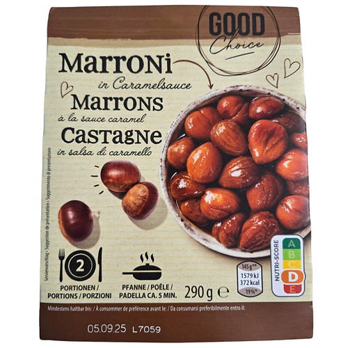 Vista frontale 1, Castagne in salsa di caramello
