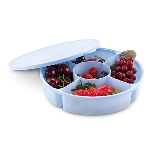 Détails 1, Boîte à goûter avec couvercle, ronde, bleue