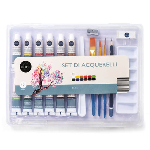 Vista frontale 1, Matite da disegno oppure set artistico, colori ad acqua