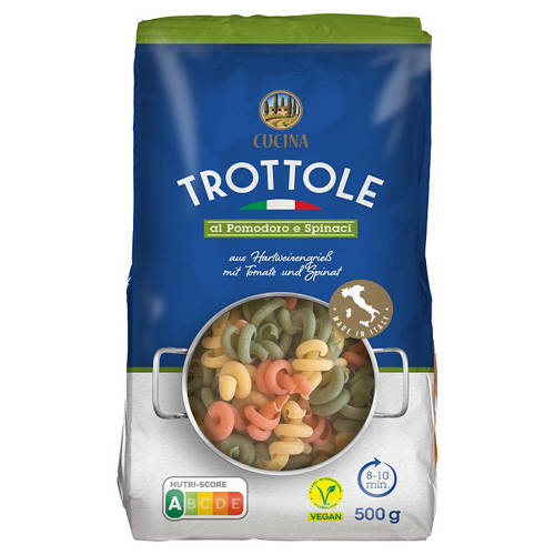 Vorderansicht 1, Pastaspezialitäten 500 g, Trottole 3-colori
