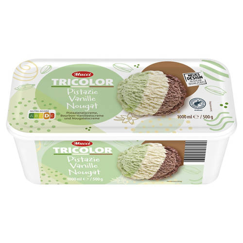 Vorderansicht 1, Eisschale Tricolor 1 l, Pistazie-Vanille-Nougat