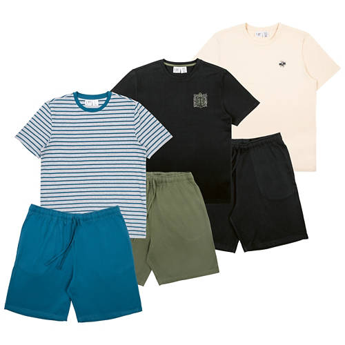 Gruppe 1, Herren-Shorty Pyjama, Streifen/Blau, Gr. M