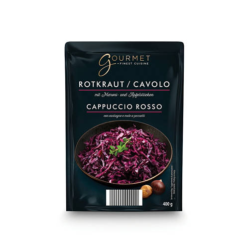 Vista frontale 1, Specialità di crauti, mela e cavolo rosso con castagne