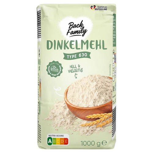 Vorderansicht 1, Dinkelmehl 1 kg, Dinkel Type 630