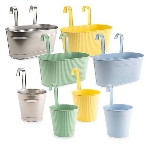 Gruppe 1, Metall-Pflanztopf mit Hakenn, Doppelpack, Gelb