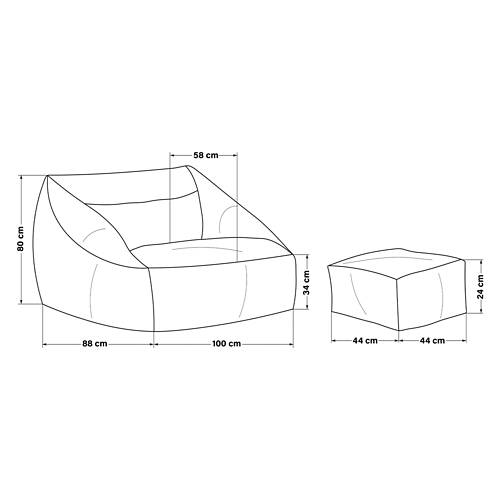 Details 2, Sitzsack COZY inkl. Hocker, hellgrau