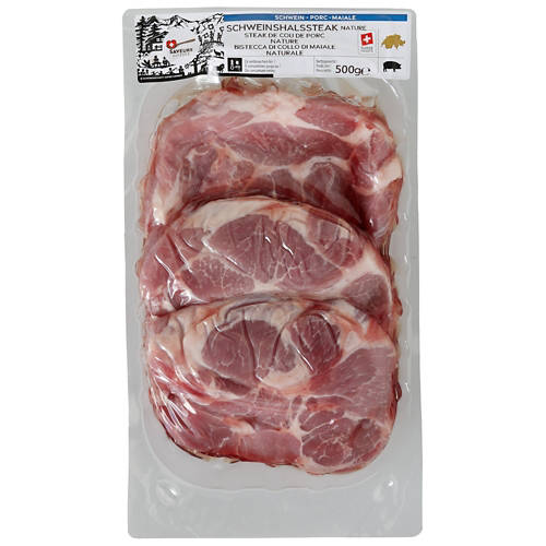 Vorderansicht 2, Scheinssteaks vom Hals