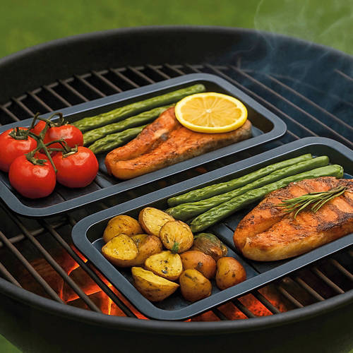 Lifestyle 1, Assortimento di piatti per il barbecue, rettangolari, S set da 2