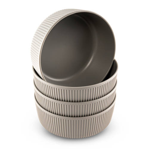 Vista frontale 2, Set di stoviglie in plastica, ciotola piccola, grigio set da 4