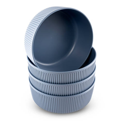 Vista frontale 2, Stoviglie in plastica, ciotola piccola, blu set da 4