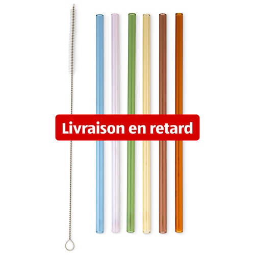 Vue de face 1, Pailles en verre, droites, multicolores