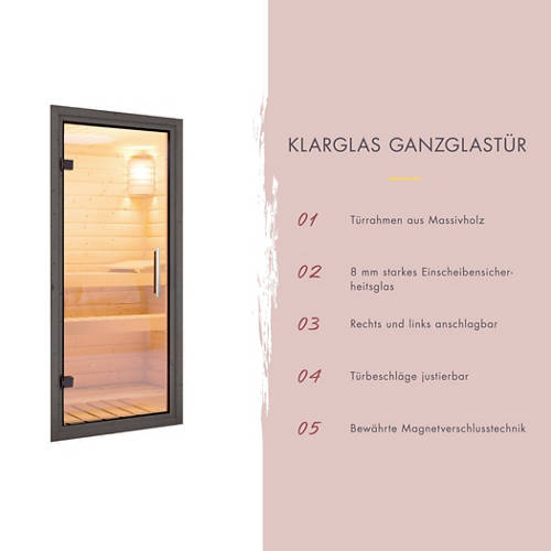 Details 2, Karibu Saunahaus Melo 6 anthrazit Außensauna inkl. 9 kW Ofen