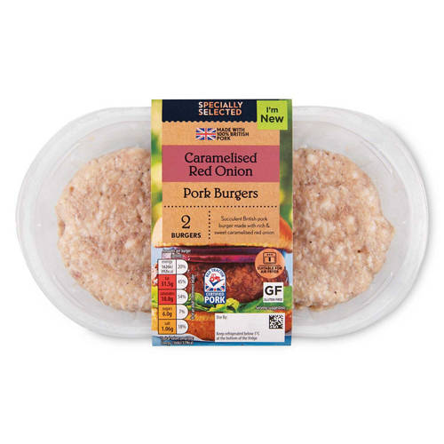 Caramelised Red Onion Flavoured Pork Burgers