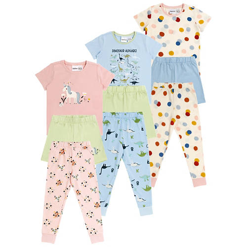 Gruppe 1, Kinder Pyjama, Mädchen, Creme Blau, 98/104