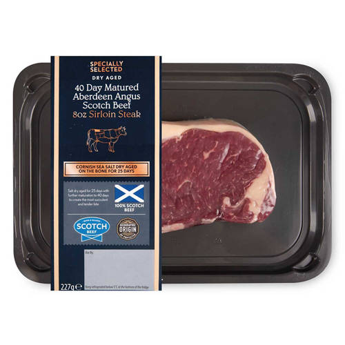100% Scotch Beef Salt Dry Aged Aberdeen Angus 8oz Sirloin Steak