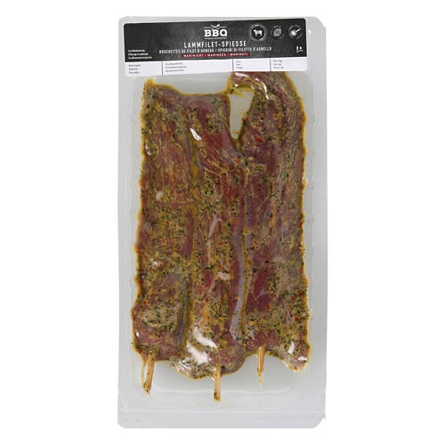 Vue de face 2, Brochette de filet d'agneau mariné