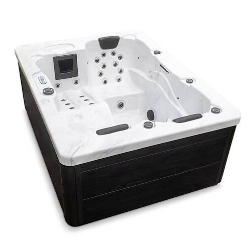 Vorderansicht 2, White Marble Outdoor Whirlpool inkl. Treppe und Thermoabdeckung