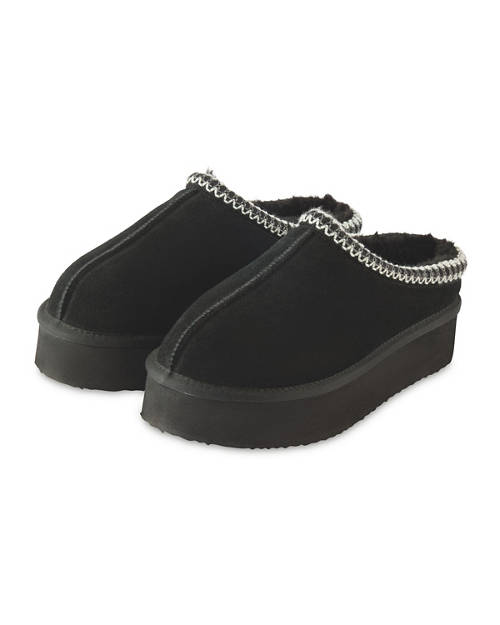 Front shot 1, Suede Platform Slippers