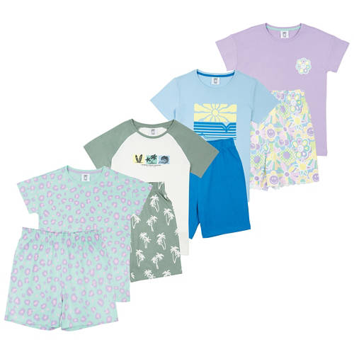 Gruppo 1, Pigiama estivo per bambini, stampa all over turchese, 122/128