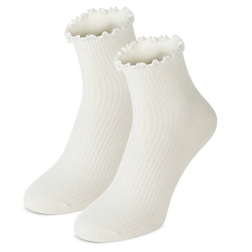 Vista frontale 1, Calzini, color crema con balze, 35/38