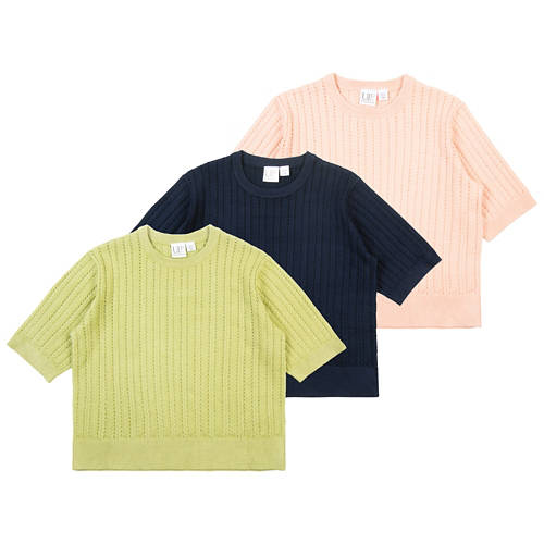 Gruppe 1, Damen-Kurzarm Pullover, Grün, S 36/38