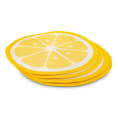 Vista frontale 1, HOME CREATION Tovagliette intrecciate, confezione da 4, rotonde, colore limone