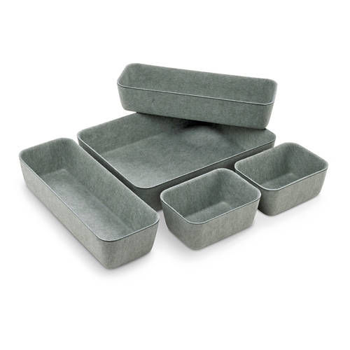 Vorderansicht 1, Filzsortiment, Aufbewahrungskorb 5er-Pack, grün