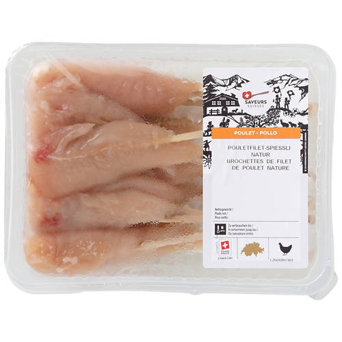 Vue de face 2, Brochettes de filet de poulet, nature
