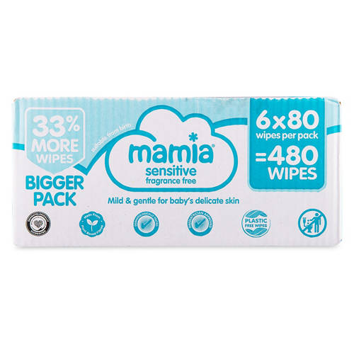 Sensitive Fragrance Free Baby Wipes 6 Pack