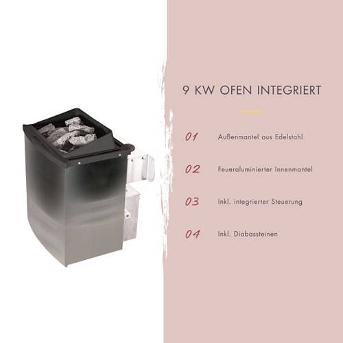 Details 5, Karibu Saunahaus Melo 6 anthrazit Außensauna inkl. 9 kW Ofen