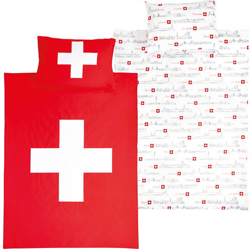 Groupe 1, Parure de lit avec motif suisse, rouge, CH