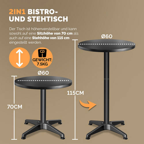 Details 2, 2in1 Steh-/Bistrotisch - klappbar, Doppelpkg.