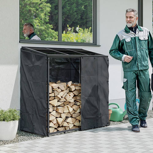 Lifestyle 1, Holzlagerregal aus Stahl