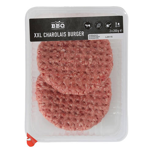 Vue de face 2, Steak haché de viande charolaise XXL