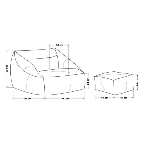 Details 2, Sitzsack COZY inkl. Hocker, beige