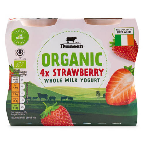 Organic Wholemilk Strawberry 4x125g