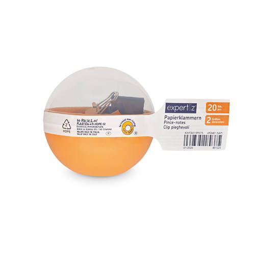 Vista frontale 1, Assortimento di accessori d'ufficio, clip, arancione/blu