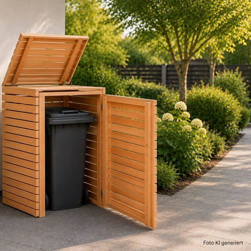 Details 1, Mülltonnenbox aus Lärche, 1-Tonne
