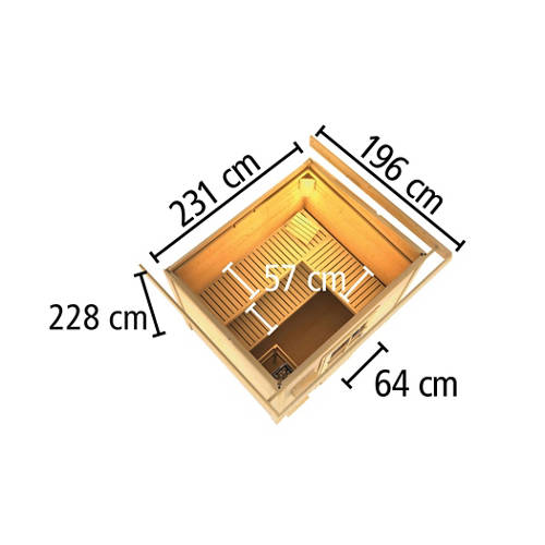 Details 2, Karibu Saunahaus Melo 3 anthrazit Außensauna inkl. 9 kW Ofen