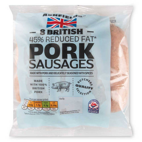 45% Reduced Fat* Pork Sausages 8 Pack