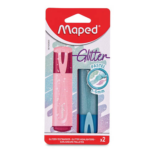 Vista frontale 1, Assortimento di colori, evidenziatori, pastelli