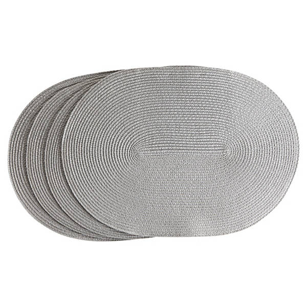 Geflochtene Platzsets 4er-Set, oval, Hellgrau