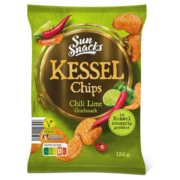 Scharfe Kessel Chips 150 g, Chili-Lime