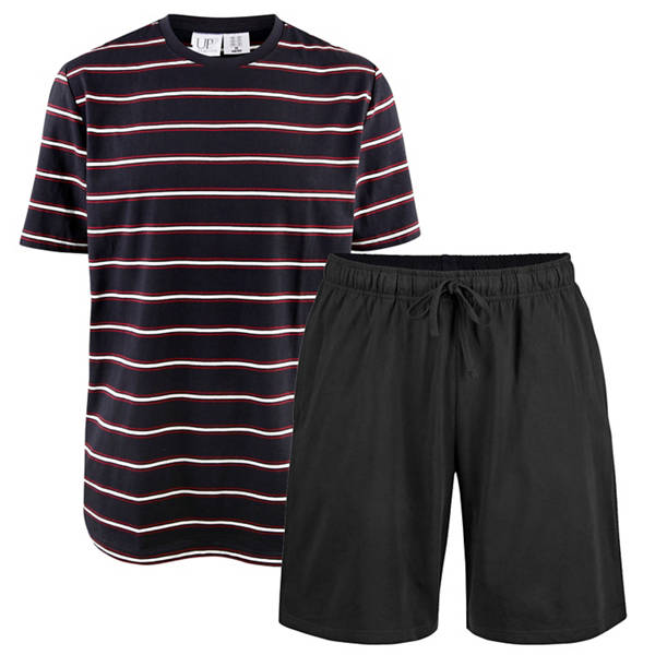 Herren Shorty-Pyjama, Schwarz, M