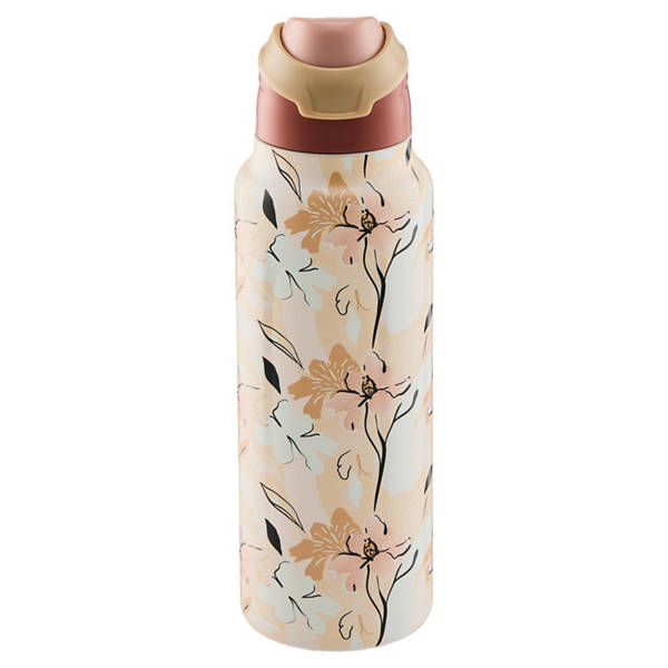 Trinkflasche - "Sip your way", Beige Blume