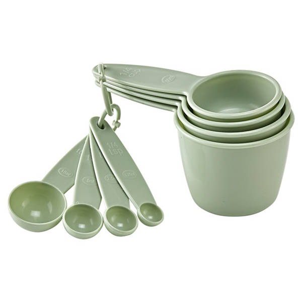 Küchen­utensilien, Tassen und Löffel 8er-Set, Hellgrün