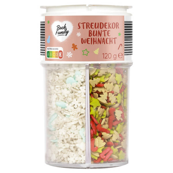 Backdekor 4-fach-Streuer 120 g, Bunte Weihnacht