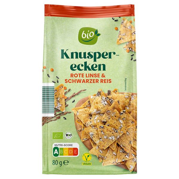 Bio Knusperecken 80 g, Linse Reis