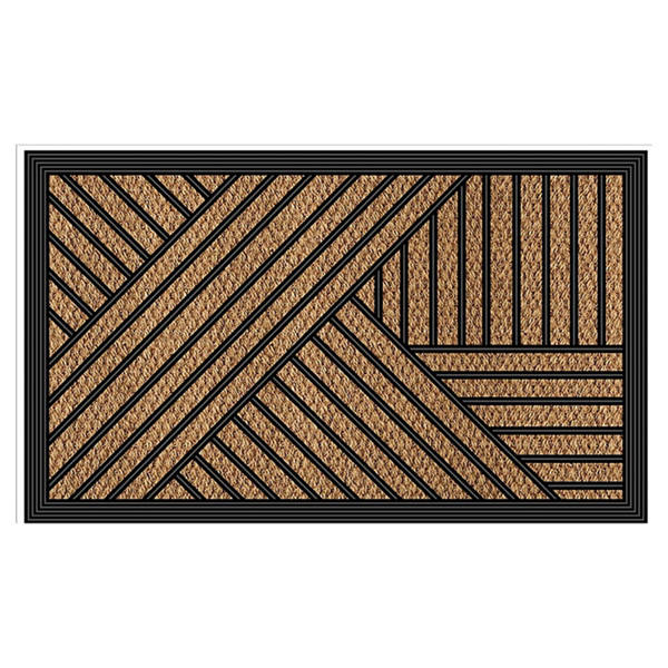 Kokos-Fußmatte mit Rahmen, Geo-Streifen